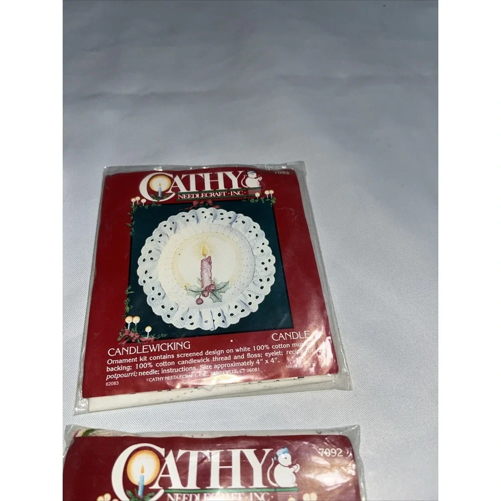 Lot Of 5 Cathy Needlecraft Candlewicking Ornament Kits , Santa ,‎ Tree , Candle